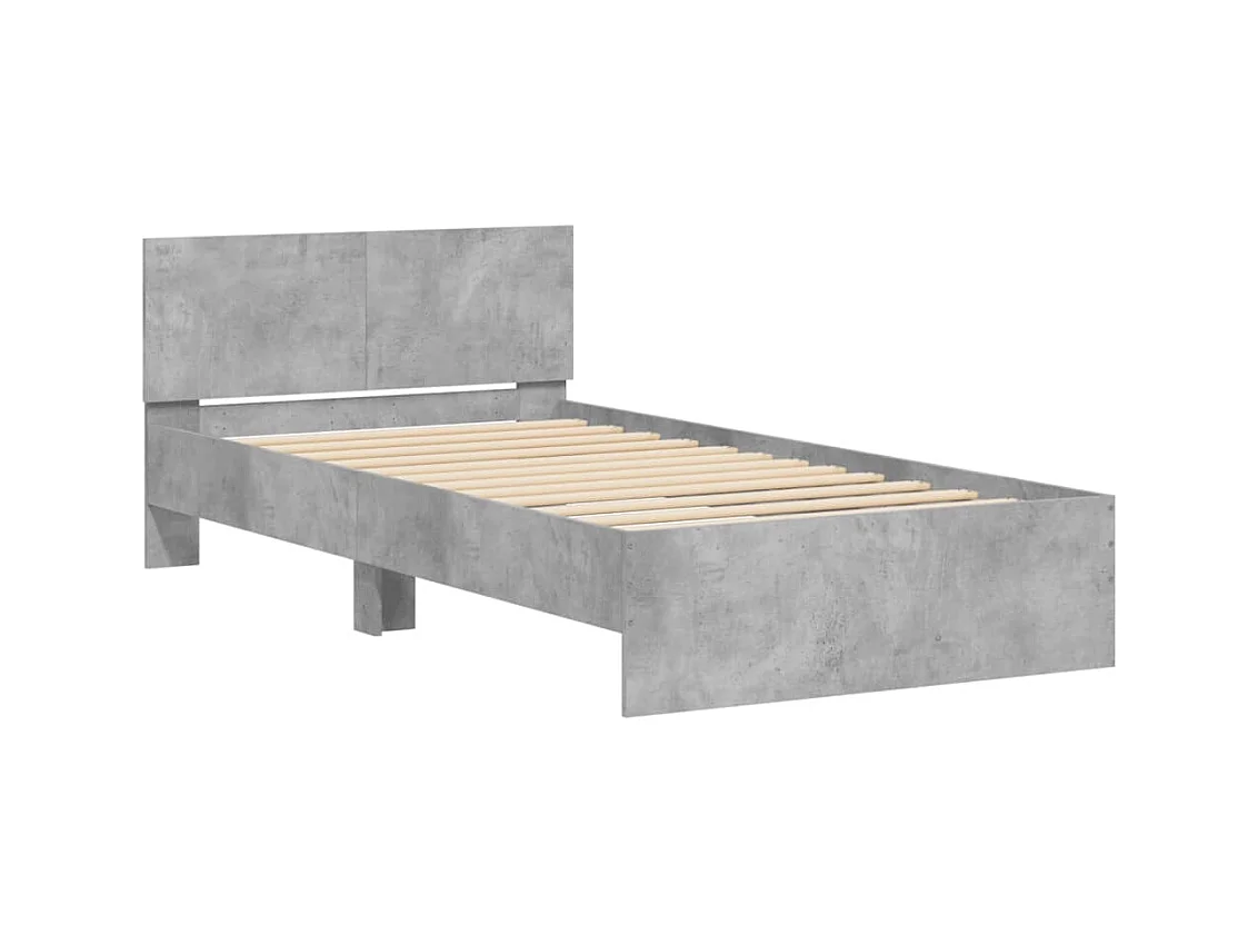 Struttura letto senza materasso con testiera in cemento grigio 100x200cm