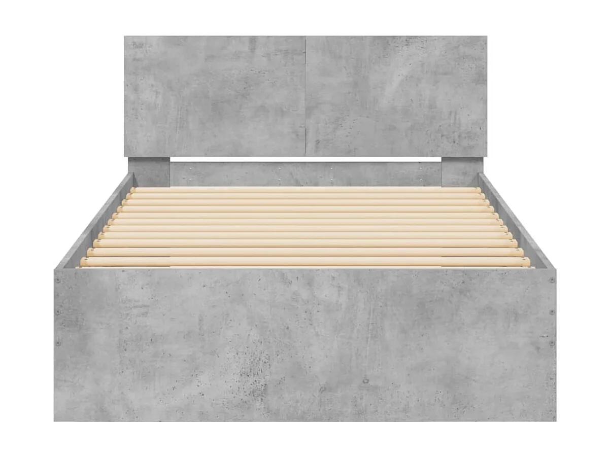 Struttura letto senza materasso con testiera in cemento grigio 100x200cm