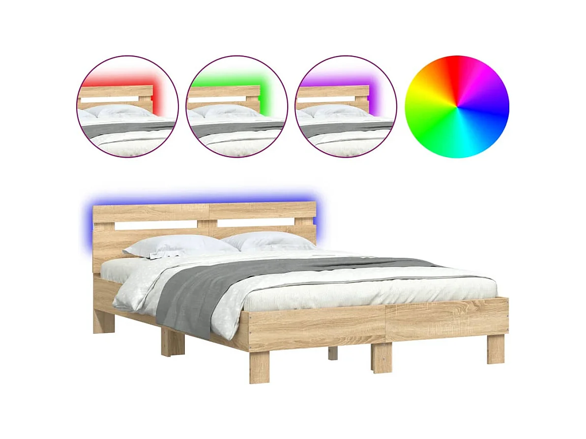 Bedframe met LED zonder matras Sonoma eiken 120x190 cm