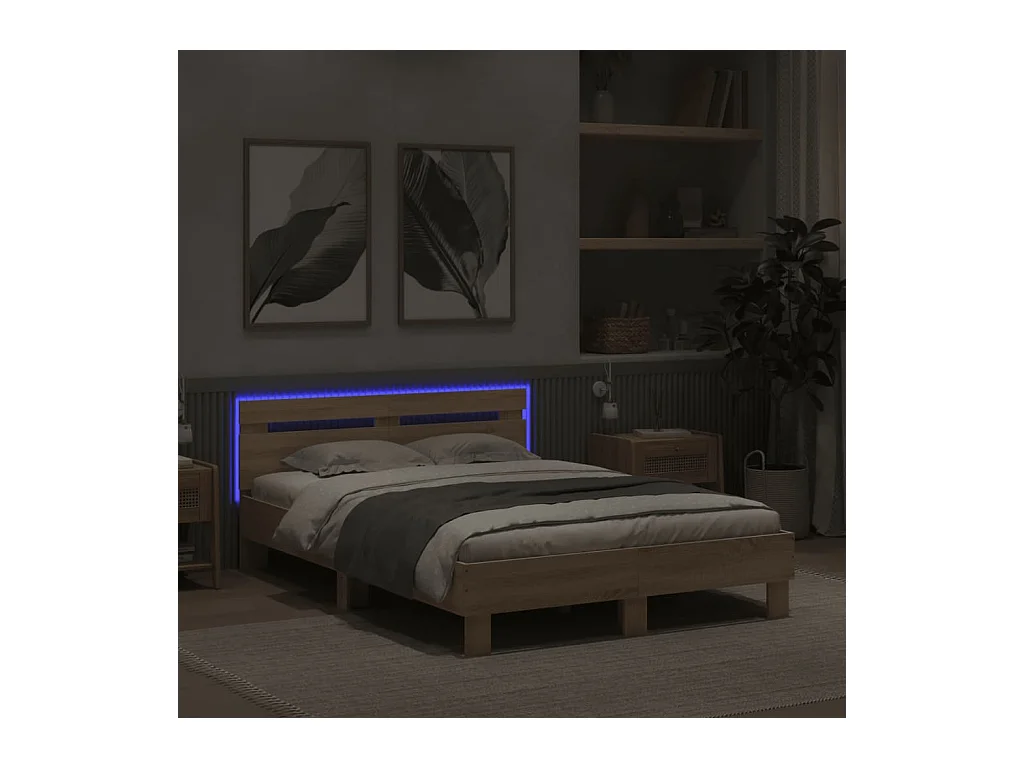 Bedframe met LED zonder matras Sonoma eiken 120x190 cm