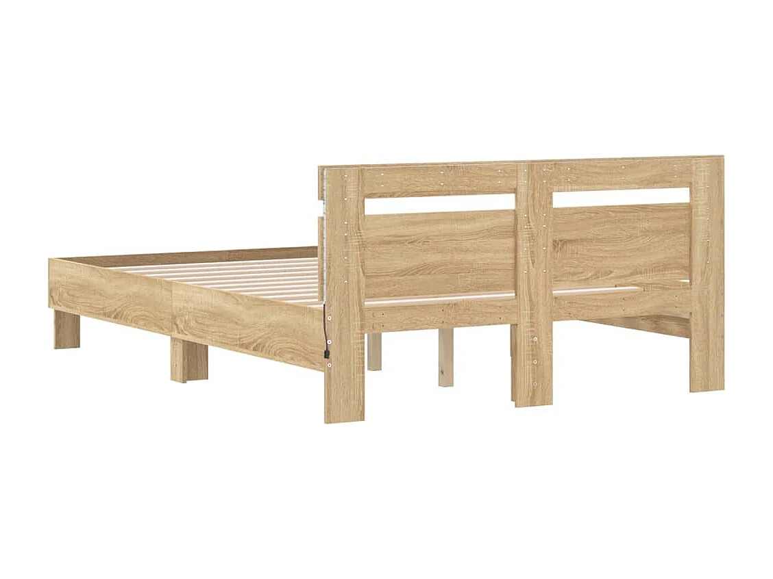 Estructura de cama con LED sin colchón roble Sonoma 120x190 cm
