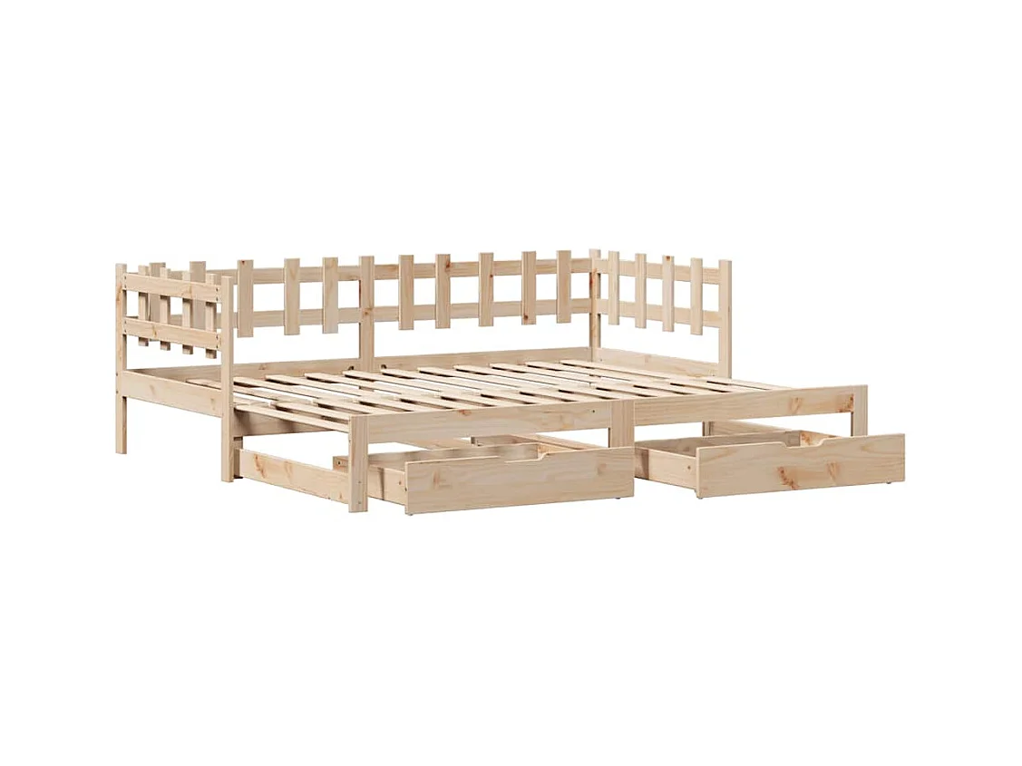 Tagesbett mit Ausziehbett und Schubladen ohne Matratze 90x200 cm