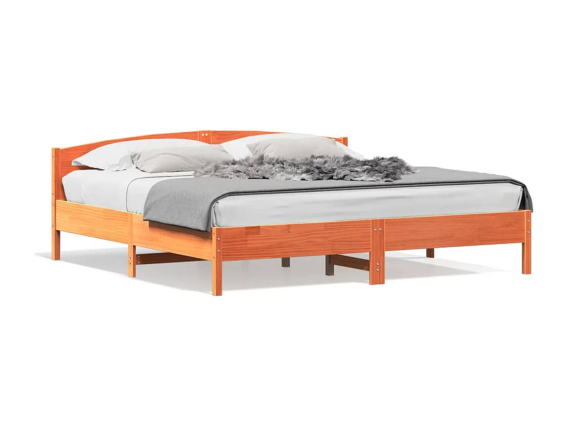 Struttura letto senza materasso, cera marrone, 180x200cm, legno massello di pino