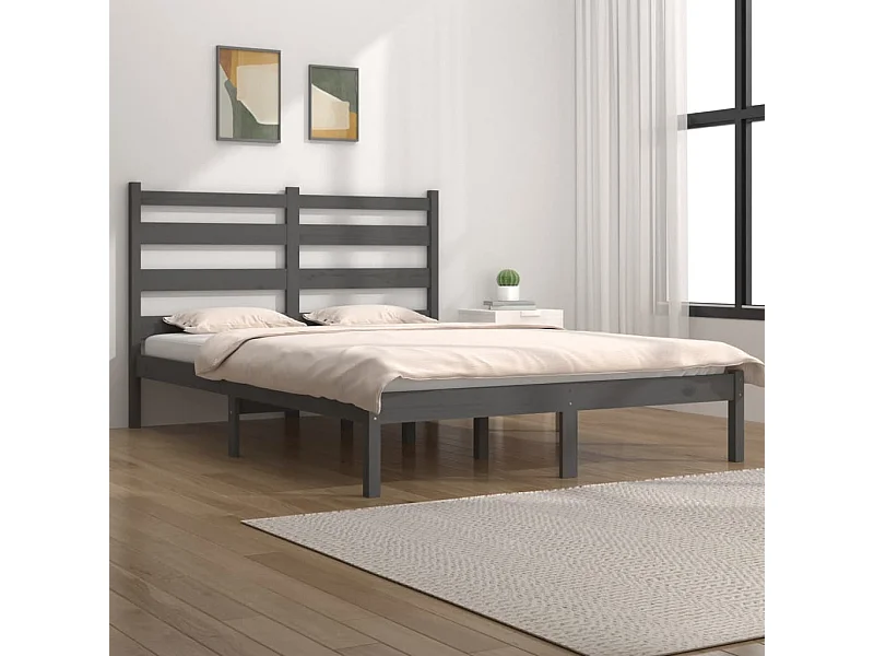 Estructura de cama sin colchón de madera maciza gris 200x200 cm