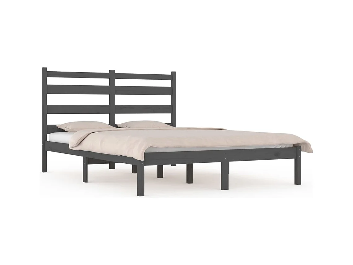 Struttura letto senza materasso in legno massello grigio 200x200 cm