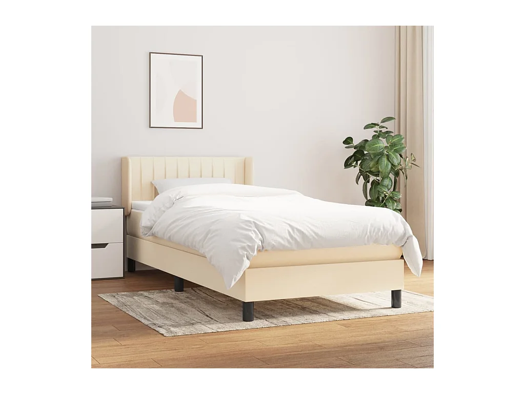 Lattenbodem met matras Crème 80x200 cm Stof