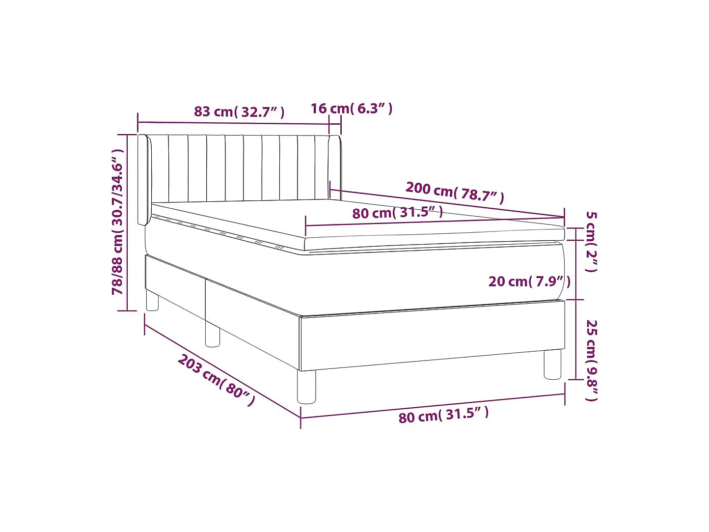 Somier de láminas con colchón Crema 80x200 cm Tejido