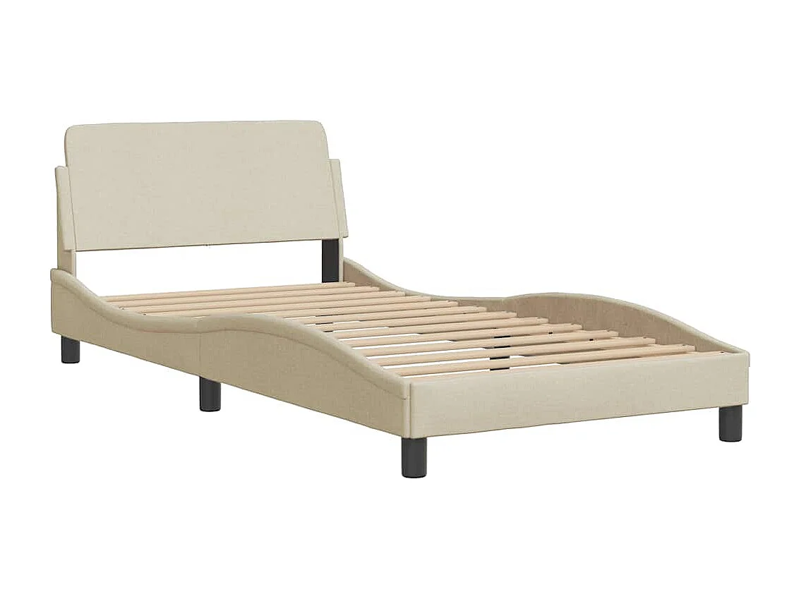 Cadre de lit sans matelas crème 100x200 cm tissu