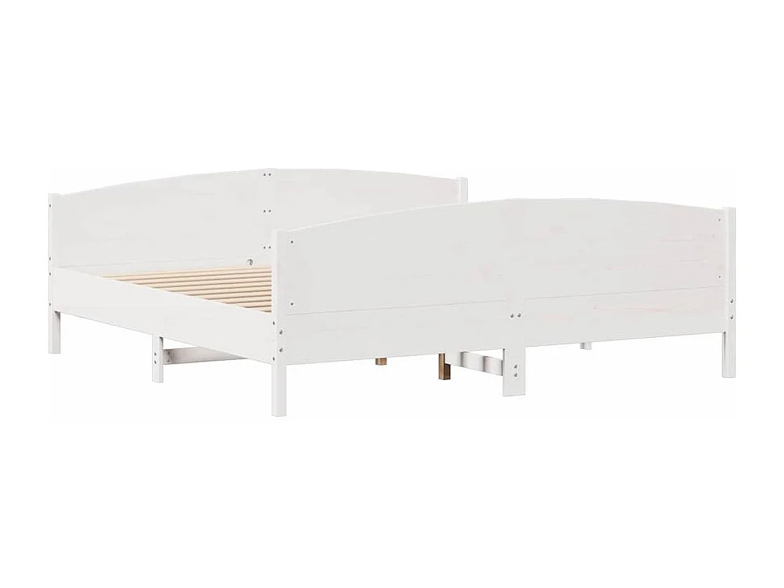 Estructura de cama sin colchón blanca 160x200 cm madera maciza de pino