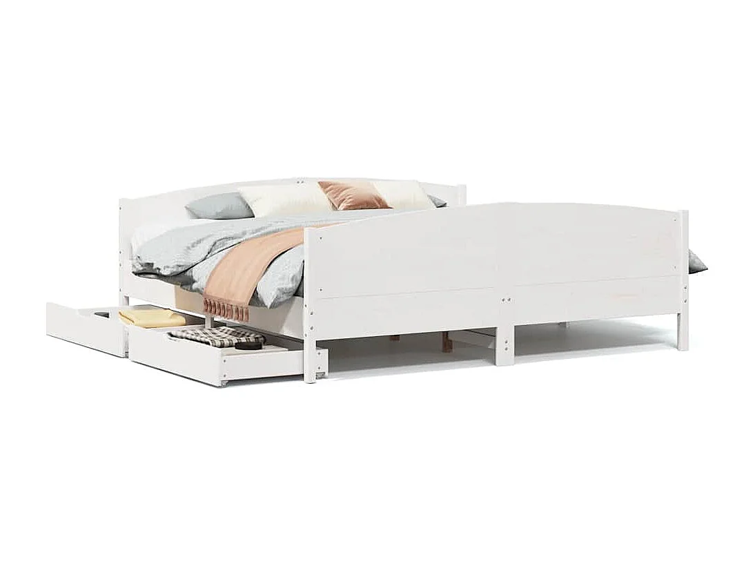 Struttura letto senza materasso bianco 160x200 cm in legno massello di pino