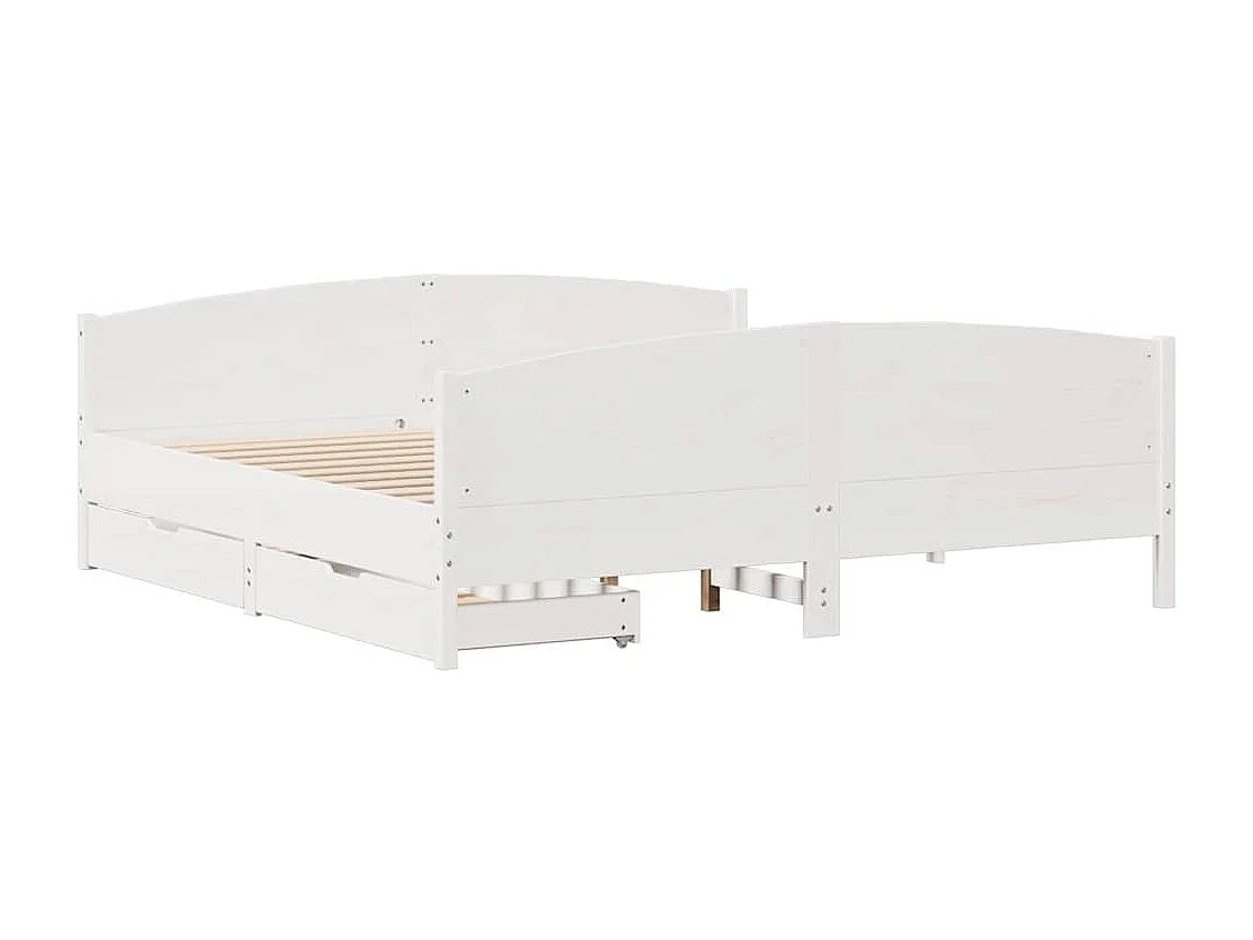 Struttura letto senza materasso bianco 160x200 cm in legno massello di pino