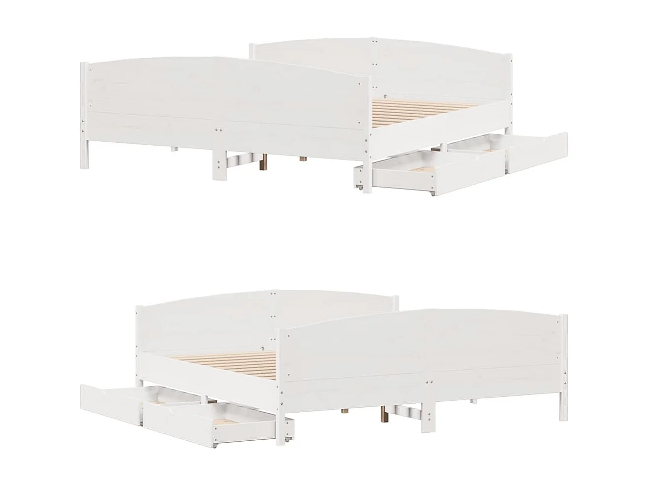 Struttura letto senza materasso bianco 160x200 cm in legno massello di pino