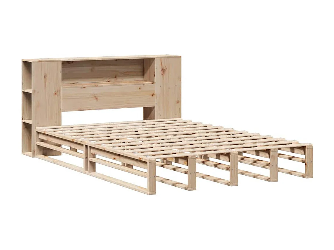 Lit bibliothèque sans matelas 135x190 cm bois massif