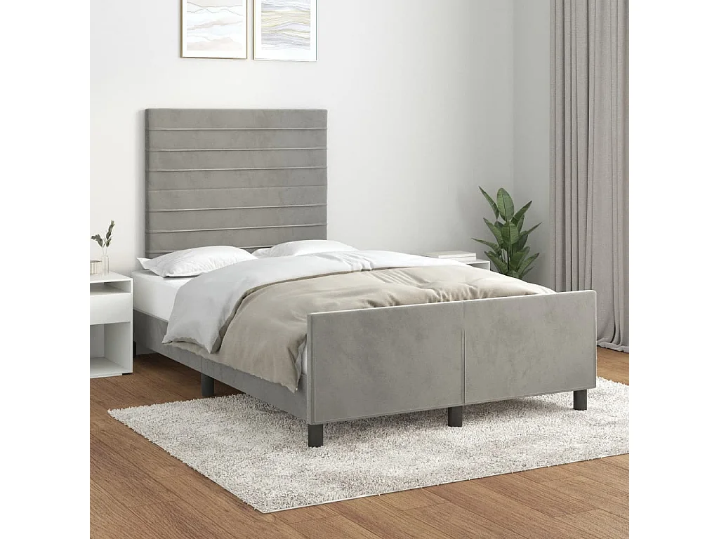 Estructura de cama sin colchón gris claro 120x200 cm terciopelo