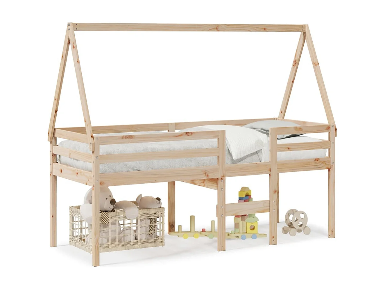 Lit haut sans matelas 90x200 cm bois de pin massif