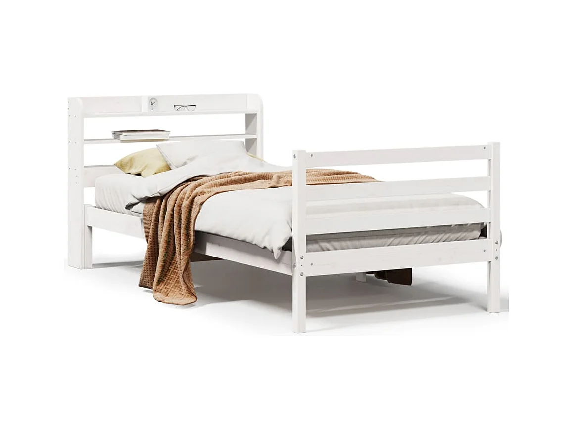 Bedframe met hoofdbord zonder matras wit 90x190 cm