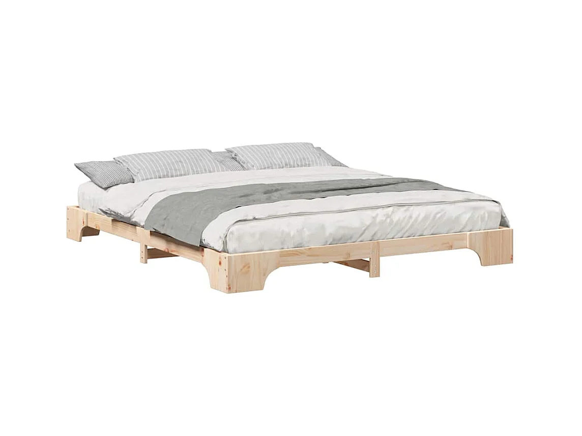 Struttura per letto rialzato marrone 180 x 220 cm in legno di pino massiccio
