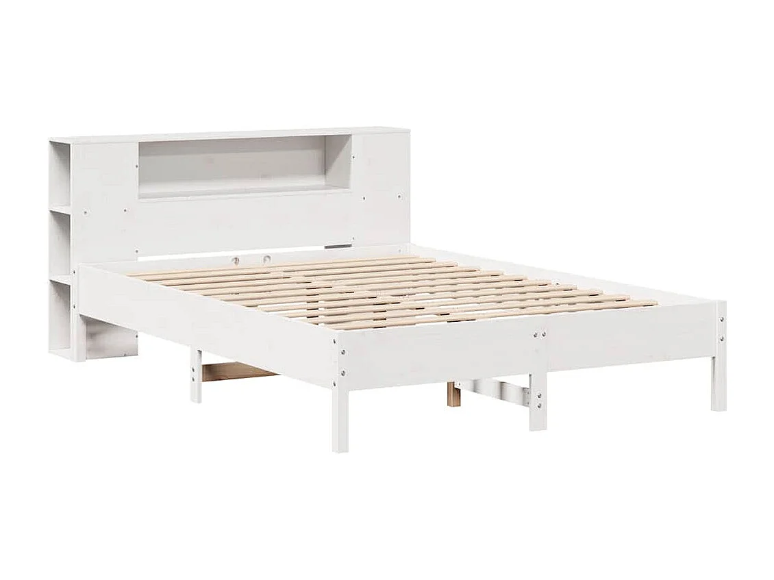 Letto libreria bianco senza materasso 160x200 cm in legno massello di pino