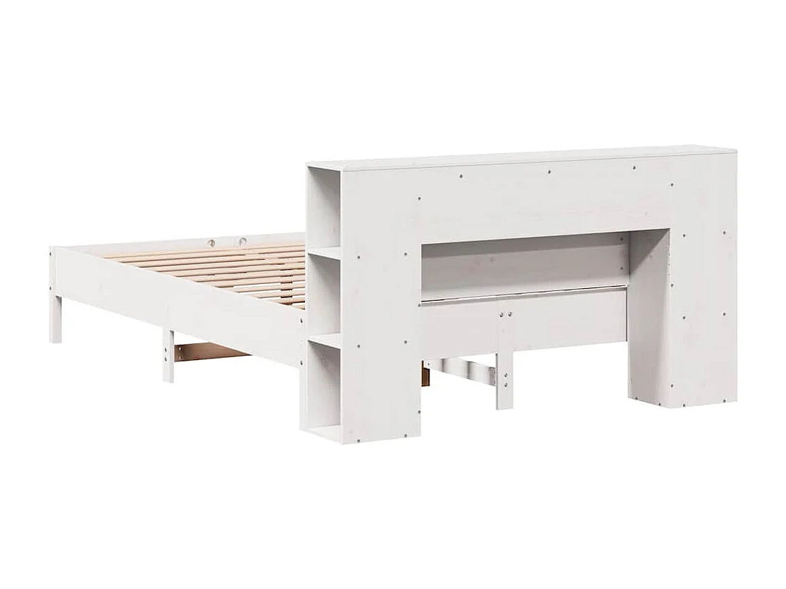 Letto libreria bianco senza materasso 160x200 cm in legno massello di pino