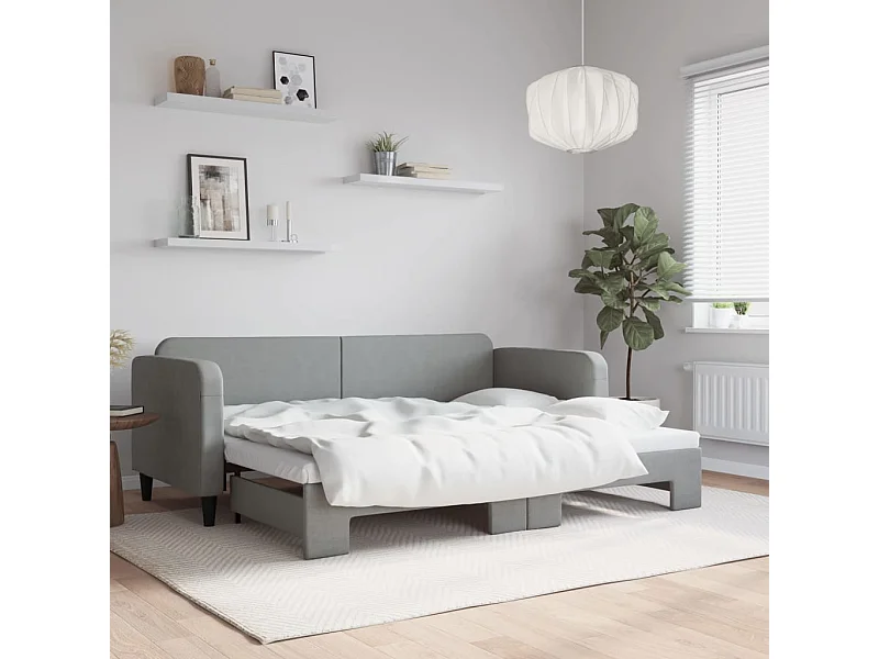 Lit de jour avec gigogne sans matelas gris clair 80x200 cm