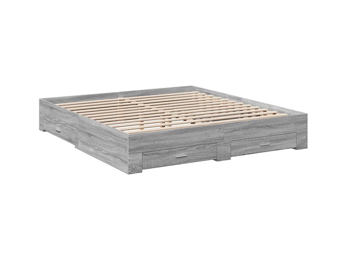 Estructura de cama con cajones sin colchón Sonoma gris 200x200 cm