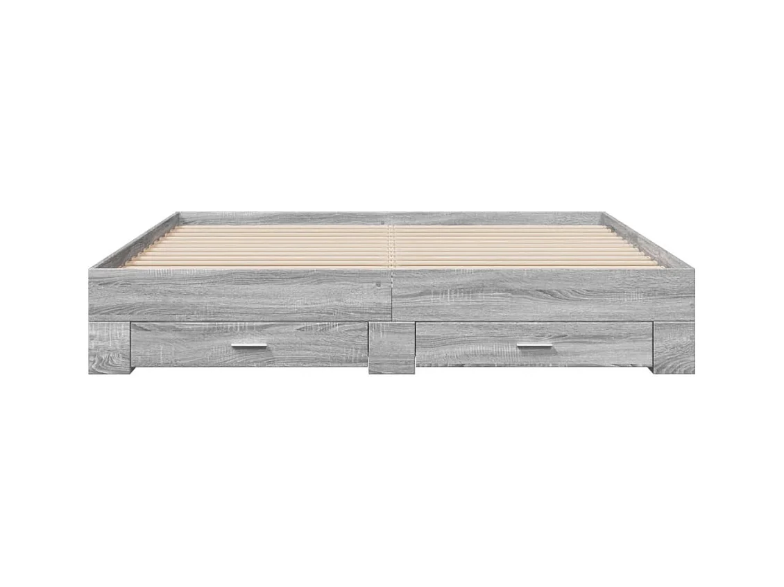 Estructura de cama con cajones sin colchón Sonoma gris 200x200 cm