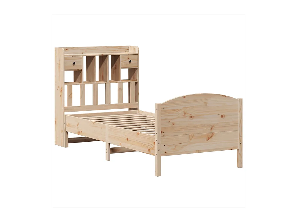 Lit bibliothèque sans matelas 100x200 cm bois massif de pin