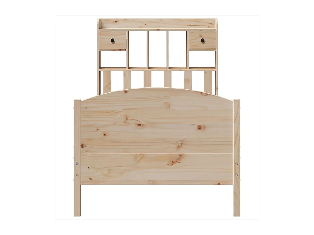 Lit bibliothèque sans matelas 100x200 cm bois massif de pin