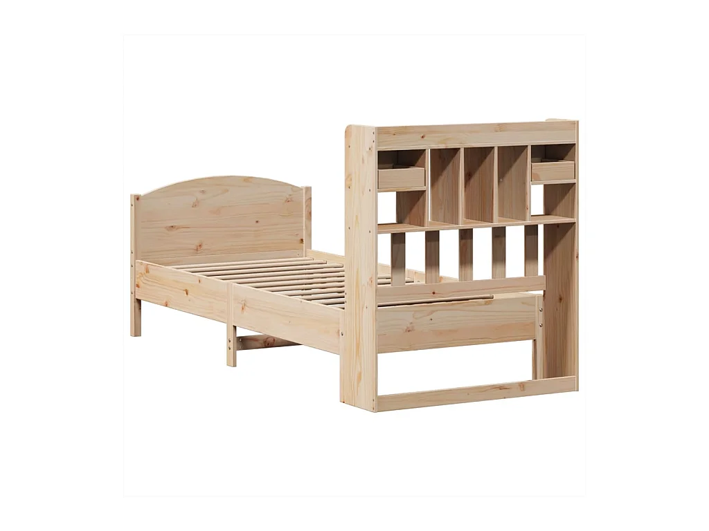 Lit bibliothèque sans matelas 100x200 cm bois massif de pin