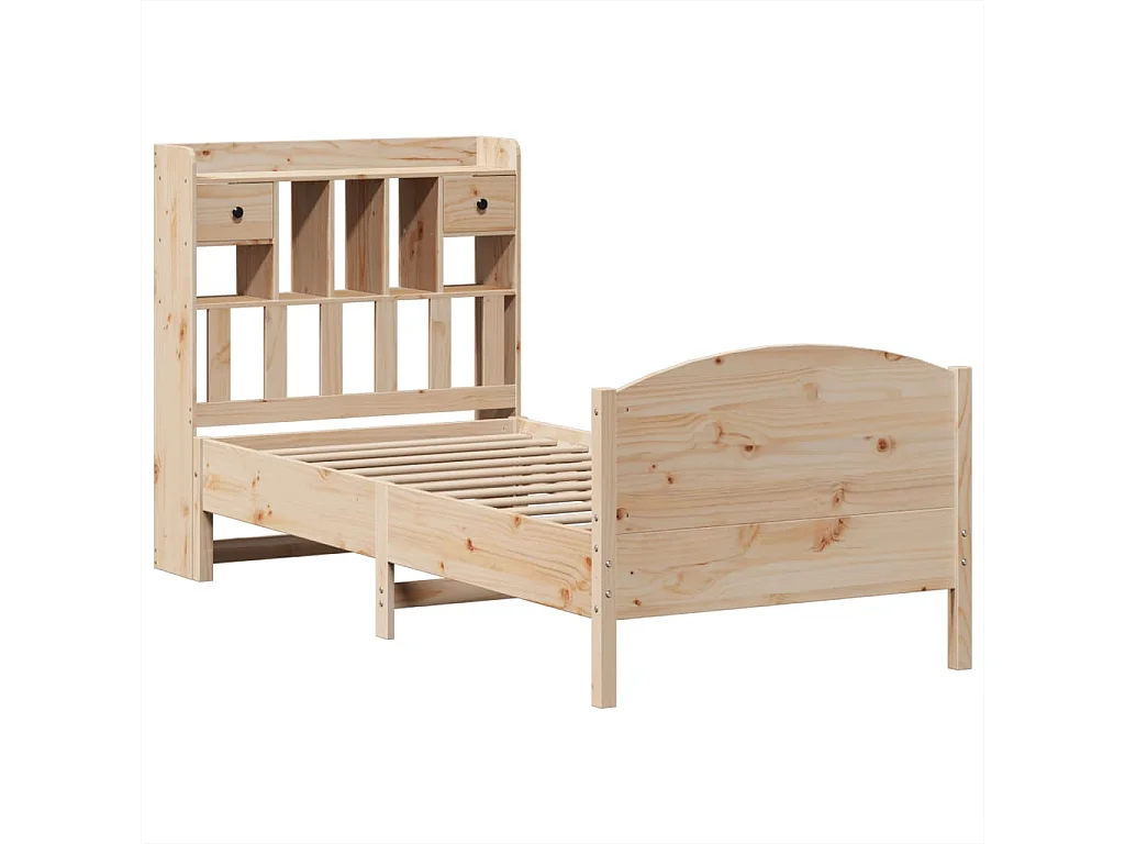 Lit bibliothèque sans matelas 100x200 cm bois massif de pin