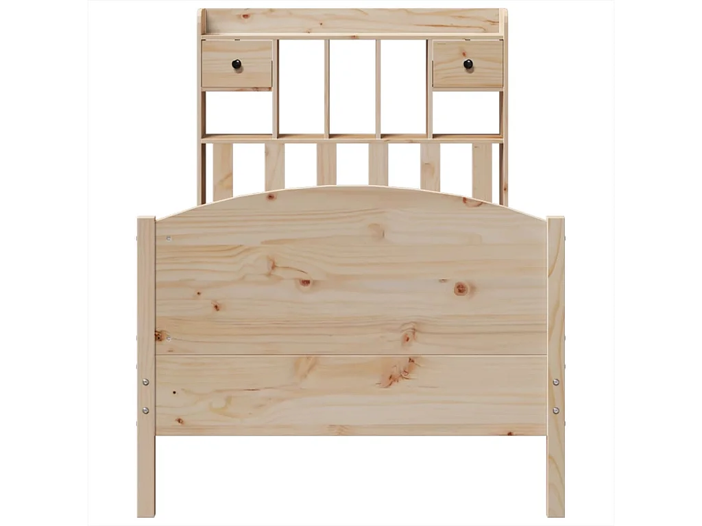 Lit bibliothèque sans matelas 100x200 cm bois massif de pin