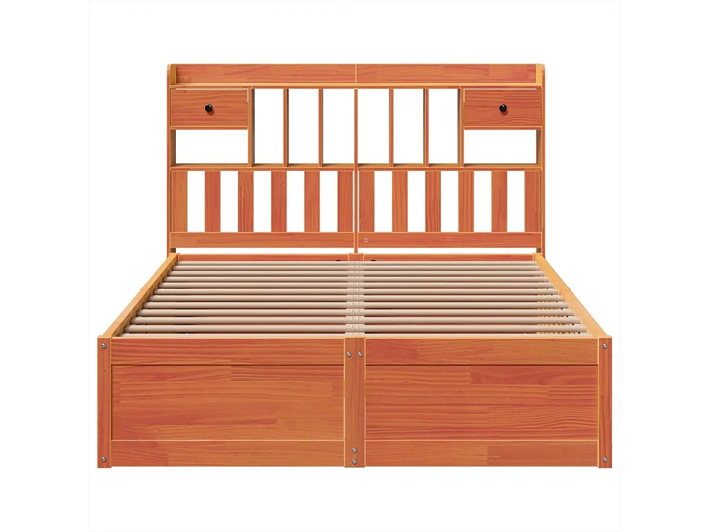 Struttura letto senza materasso, cera marrone, 140x200cm, legno massello di pino