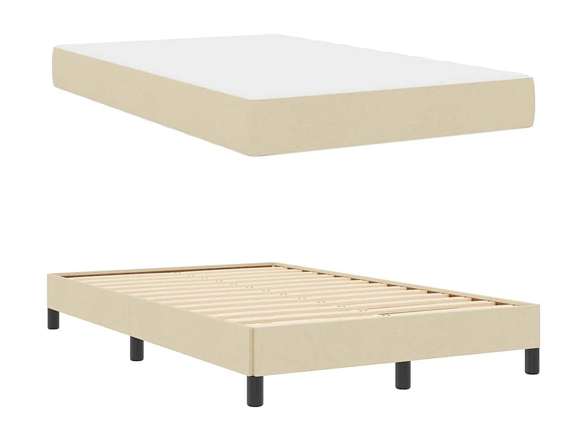 Boxspringbett mit cremefarbener Matratze 120 x 200 cm Stoff