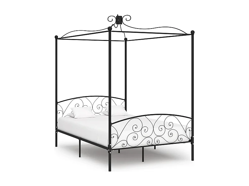 Struttura letto a baldacchino senza materasso in metallo nero 120x200 cm