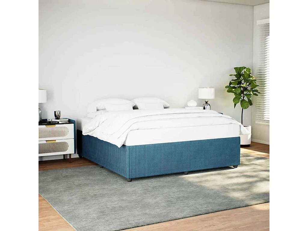 Struttura letto senza materasso blu 200x200 cm velluto