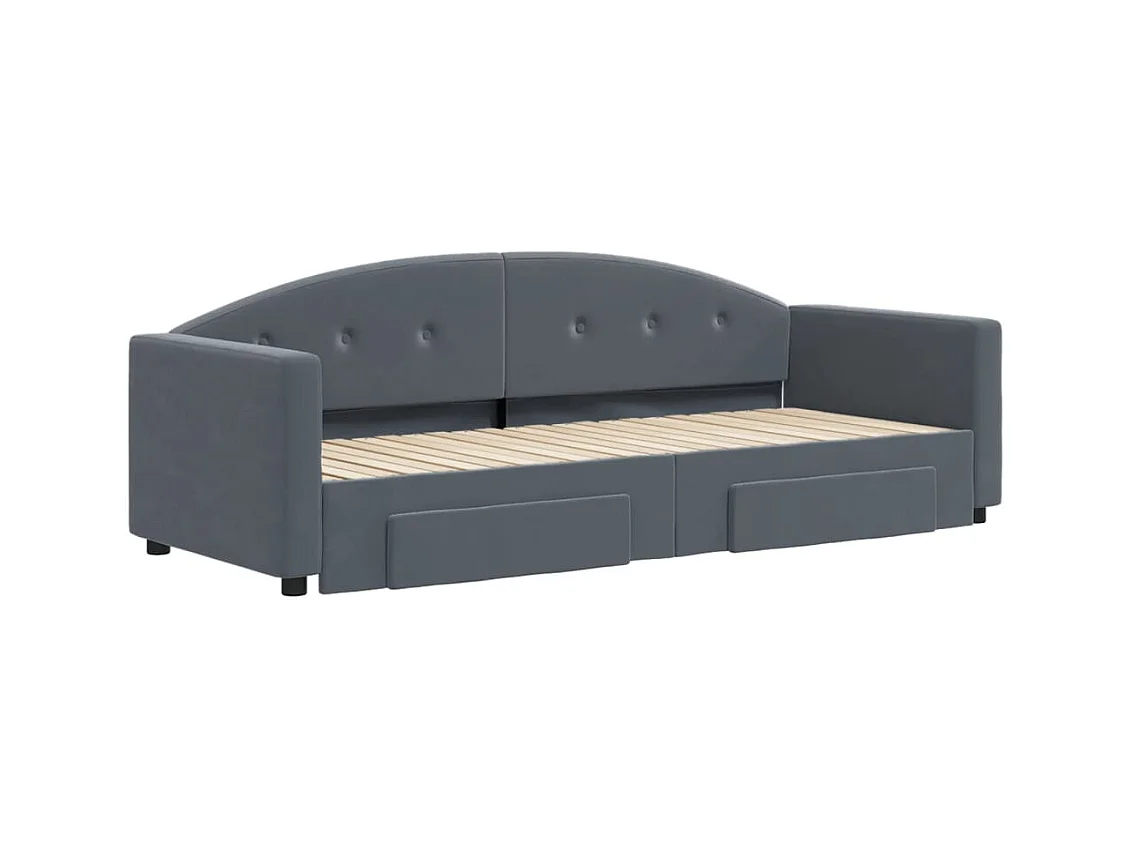 Lit de jour avec gigogne et tiroirs sans matelas 80x200 cm