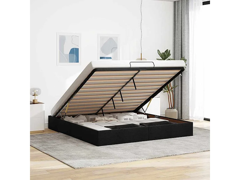 Ottomaanse bedframe zonder matras zwart 160x200 cm stof