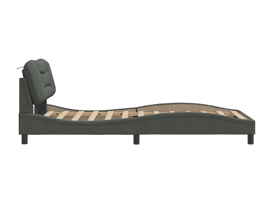 Cadre de lit avec LED sans matelas gris foncé 100x200 cm tissu