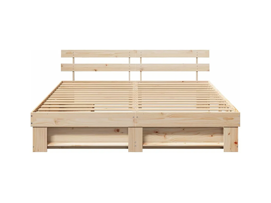 Bettgestell mit Schublade Braun 200 x 200 cm Massivholz Kiefer