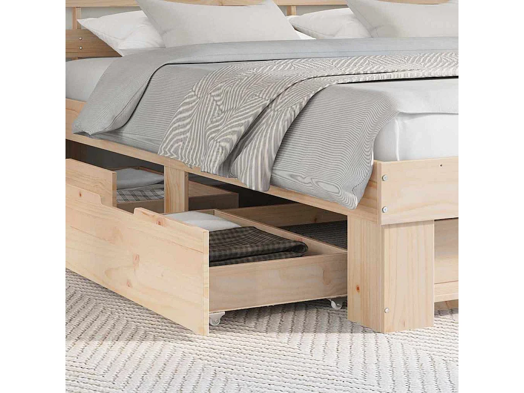 Cadre de lit avec tiroir Marron 200 x 200 cm Bois massif en pin