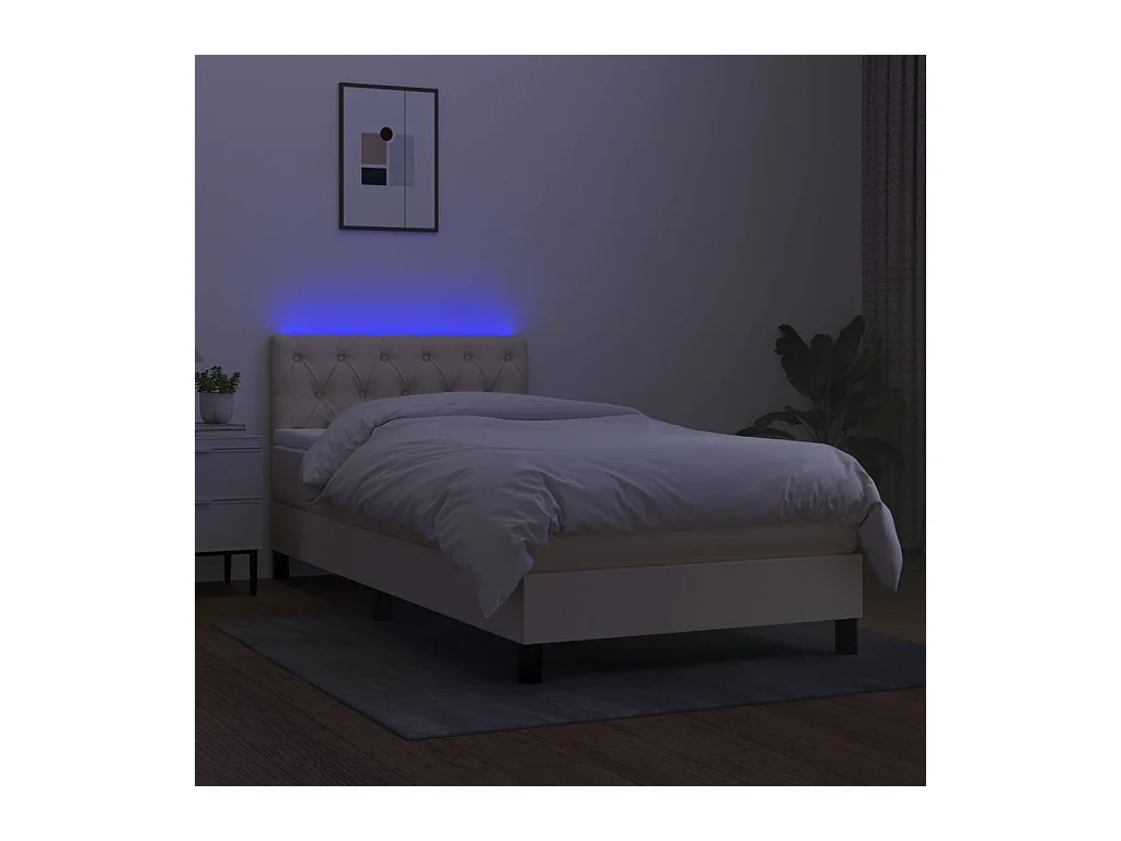 Lattenbodem met LED-matras Crème 80x200 cm Stof