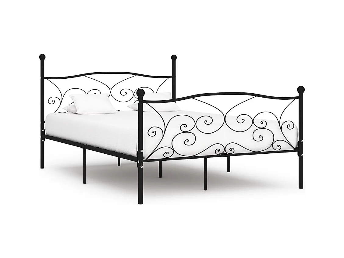 Struttura letto in metallo nero e rete a doghe 160 x 200 cm