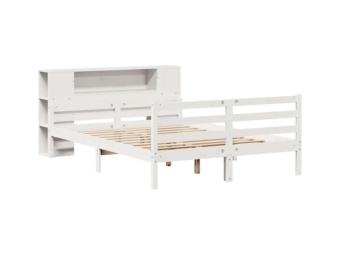 Wit boekenkastbed zonder matras 135x190 cm massief grenenhout