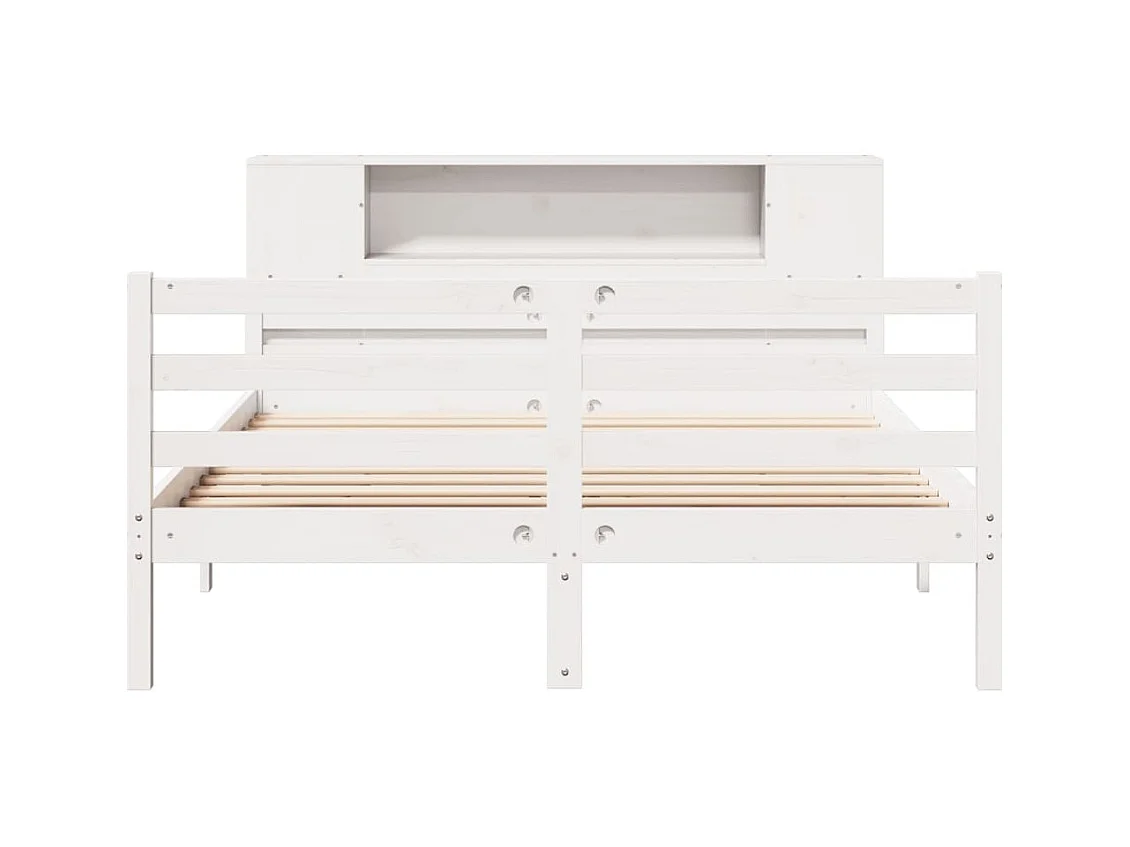 Wit boekenkastbed zonder matras 135x190 cm massief grenenhout