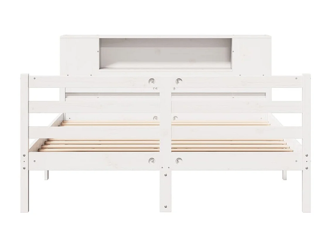Letto libreria bianco senza materasso 135x190 cm in legno massello di pino