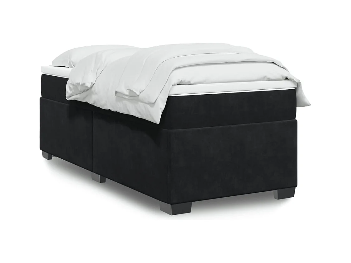 Sommier à lattes de lit avec matelas Noir 90x190 cm Velours