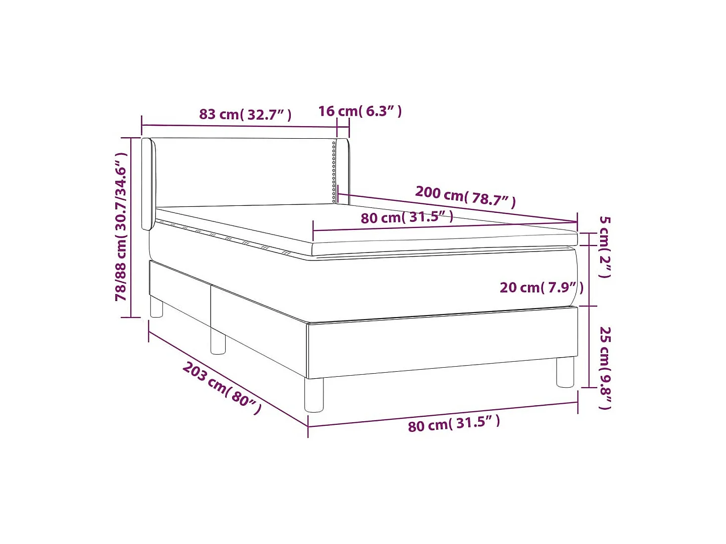 Rete a doghe con materasso Marrone scuro 80x200 cm