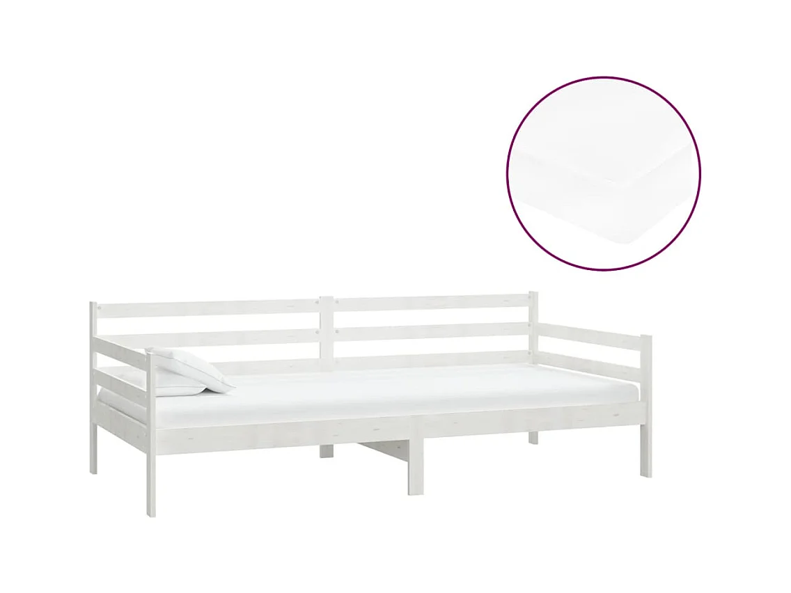 Dagbed met matras 90x200 cm Wit Massief grenenhout