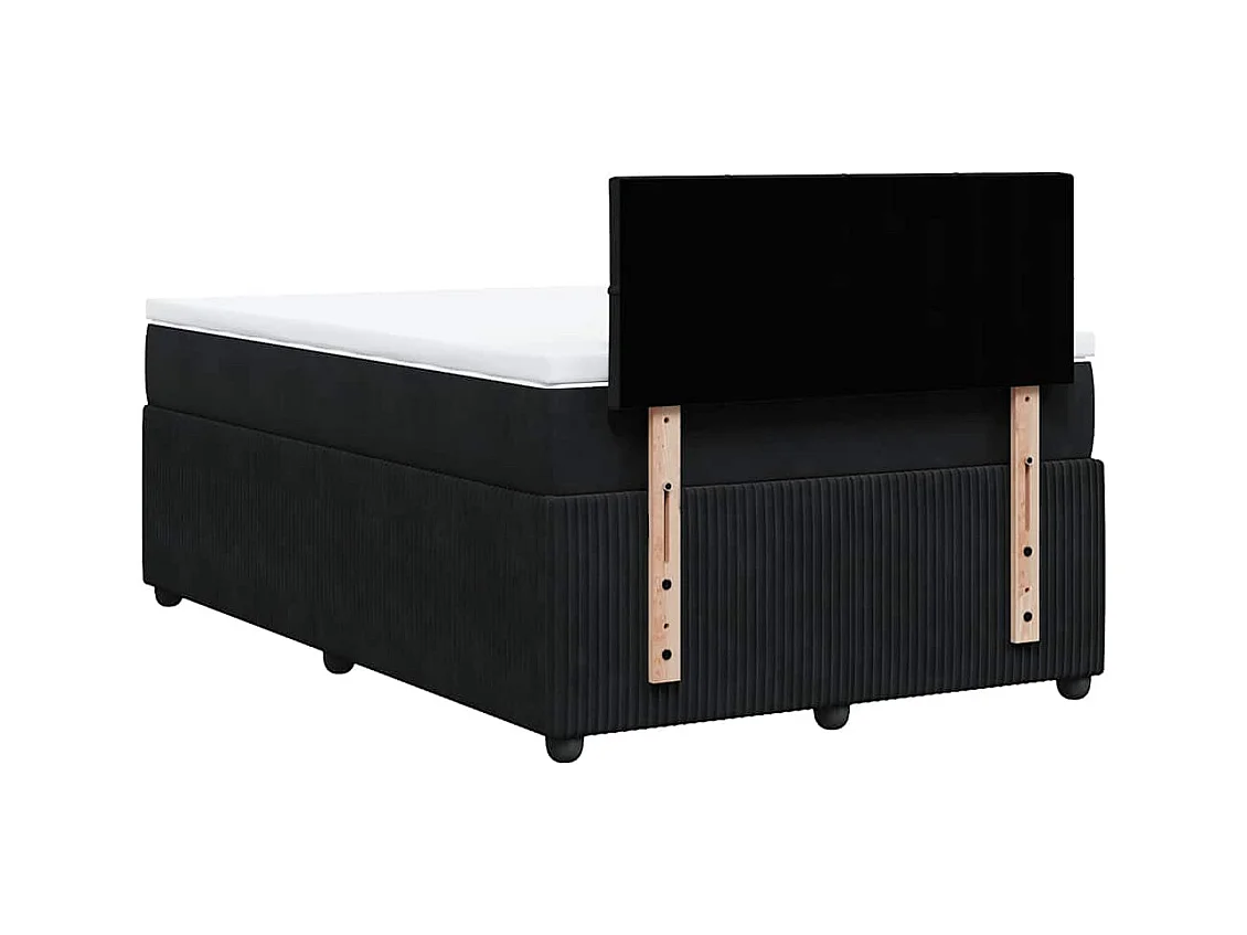 Lattenbodem met zwarte matras 120x190 cm fluweel