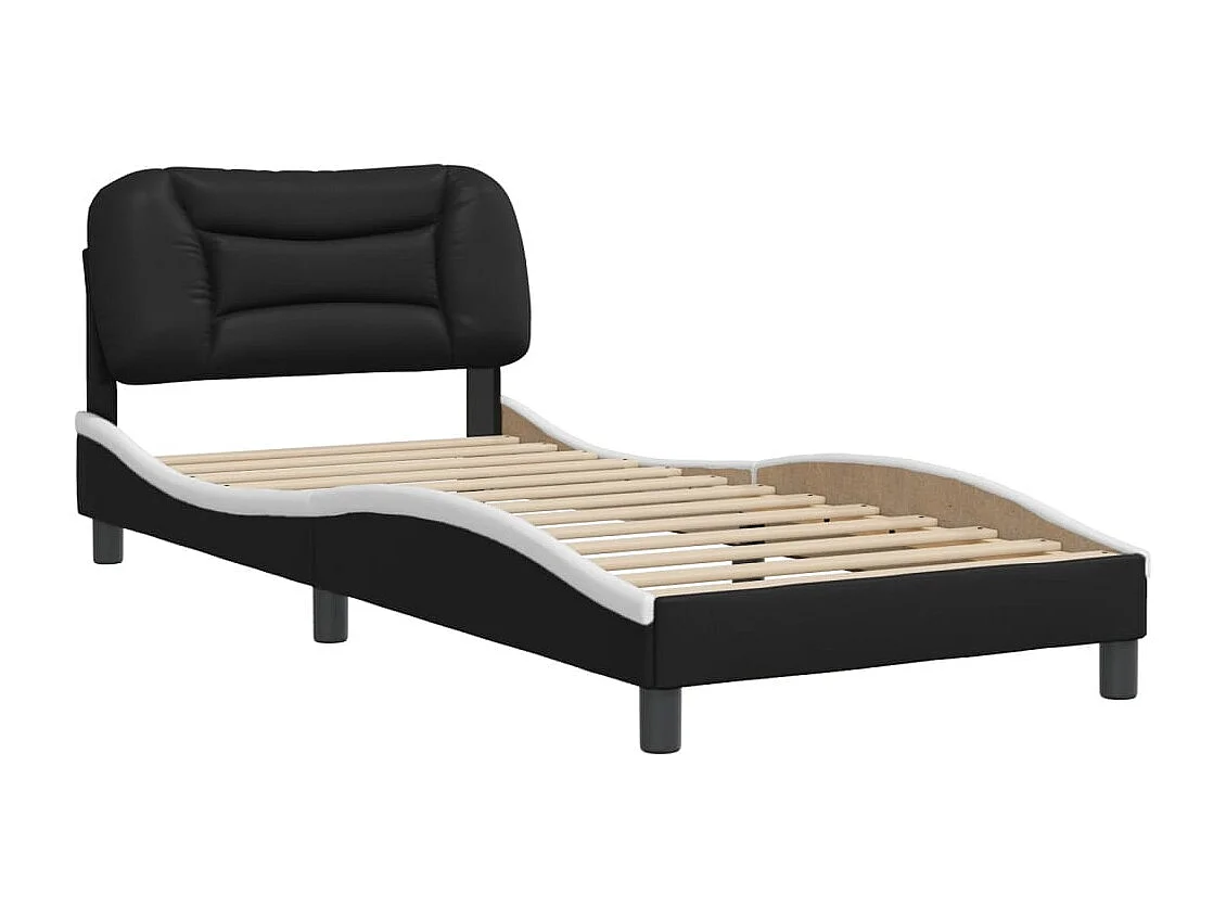 Bettgestell ohne Matratze schwarz-weiß 90x200 cm Kunstleder